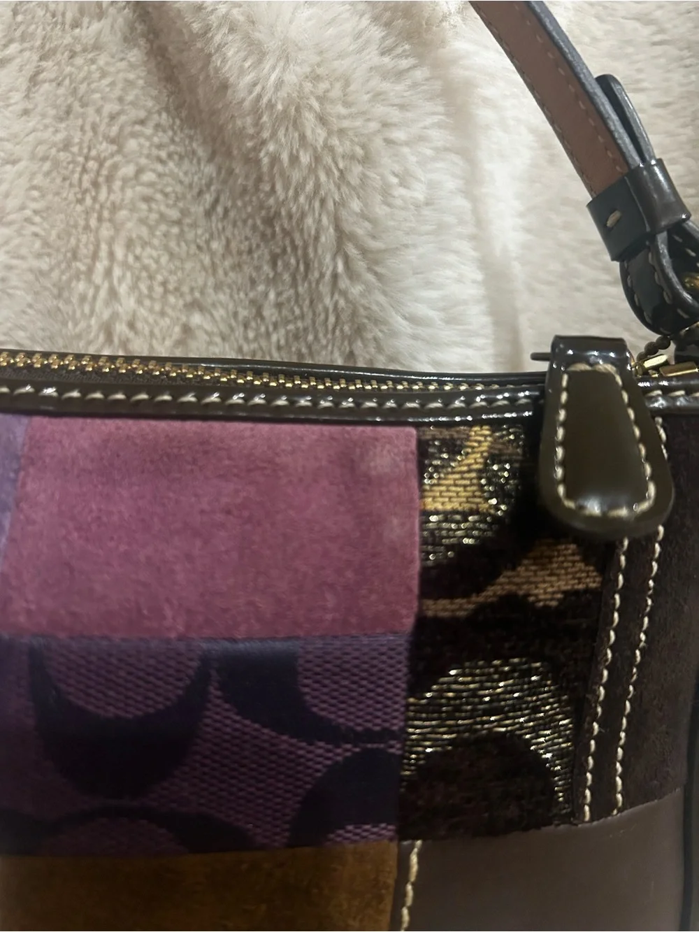 Coach Y2K Purple Patchwork Demi ShoulderBag 7071